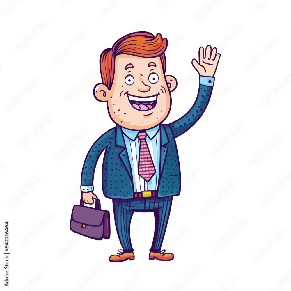 Businessman waving full standing man Businessman waving full standing man