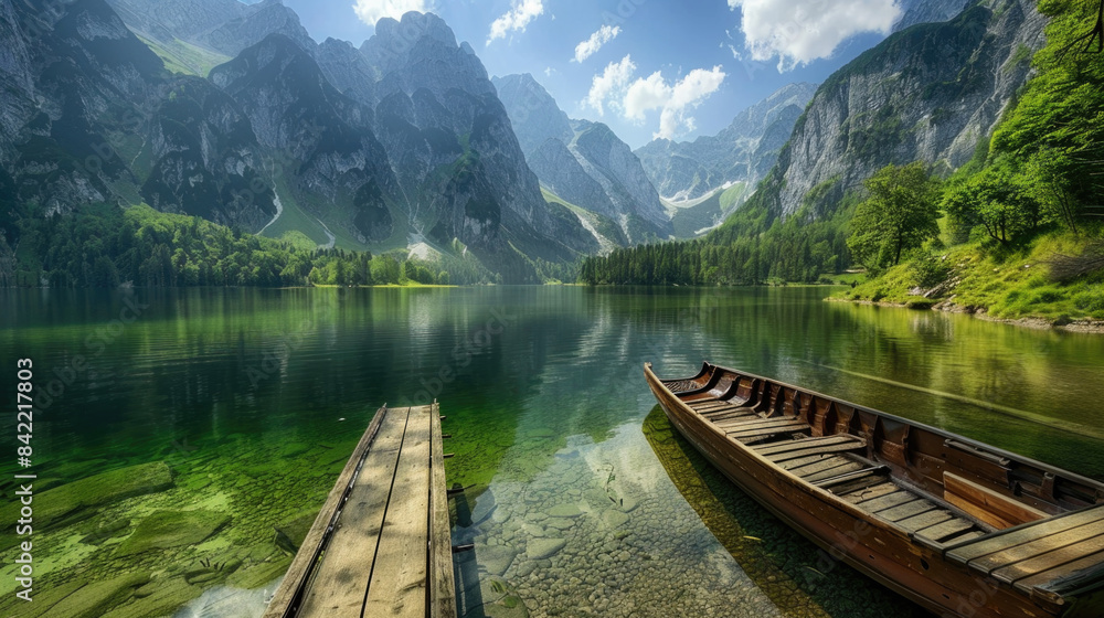 Mountain Lake with Scenic Reflections in Summer Mountain Lake with Scenic Reflections in Summer