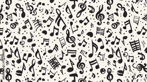 Music tone note song pattern doodle silhouette icon symbol.