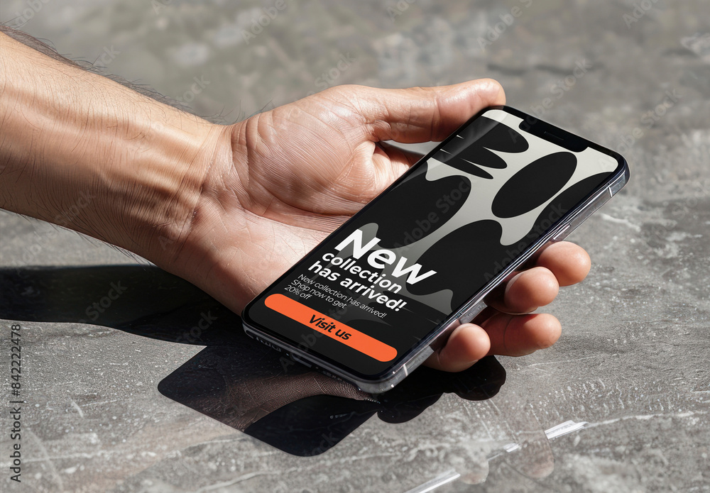 Hand Holding Mobile Phone Mockup With Generative AI Stock Template ...