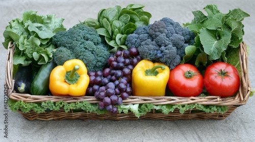 Fresh Vegetables and Fruits in Basket