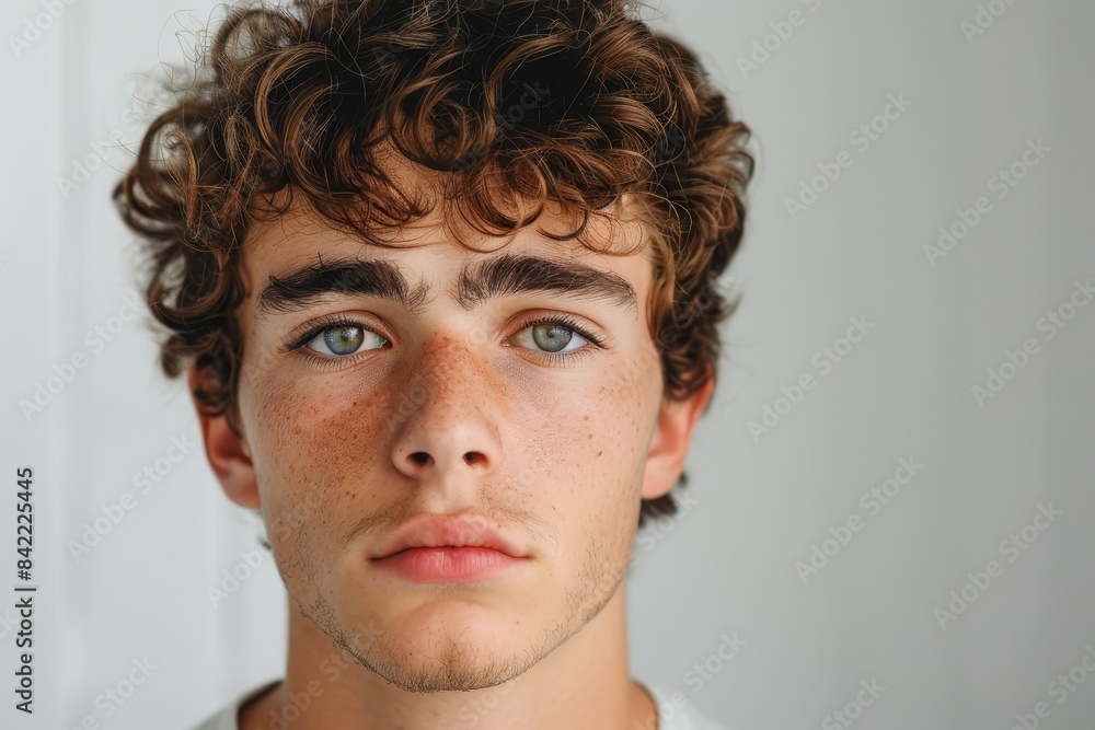 Portrait of a Young Man with Curly Hair