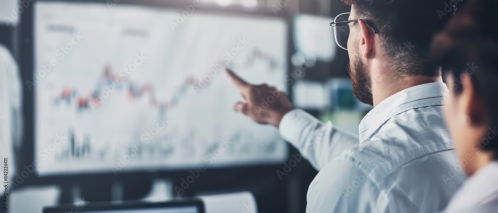 group of business people engage in an intense meeting, analyzing data on a whiteboard while one person points to a graph group of business people engage in an intense meeting, analyzing data on a whiteboard while one person points to a graph