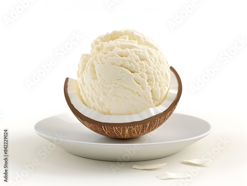 Roti with Creamy Coconut Ice Cream - 3D Rendered Chibi-Style Delicacy on White