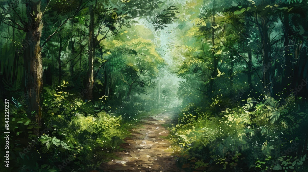 Footpath in the forest glimpsed Footpath in the forest glimpsed