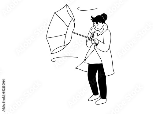 Woman get struggling in rain