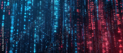 data science or artificial intelligence digital background featuring blue and red binary code waves © STOCKYE STUDIO