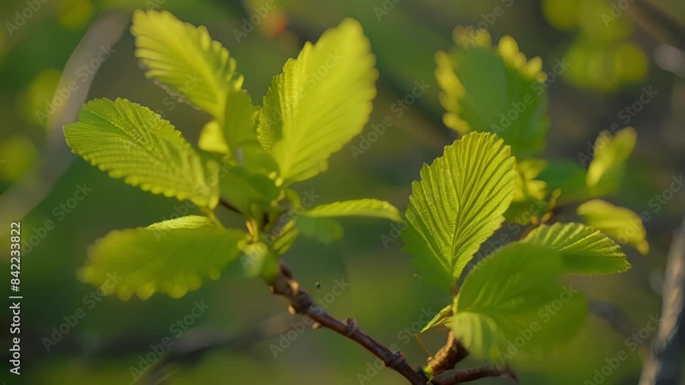 The delicate leaves of a small tree sapling glimmering in the sunlight enticing birds and insects alike. The delicate leaves of a small tree sapling glimmering in the sunlight enticing birds and insects alike.