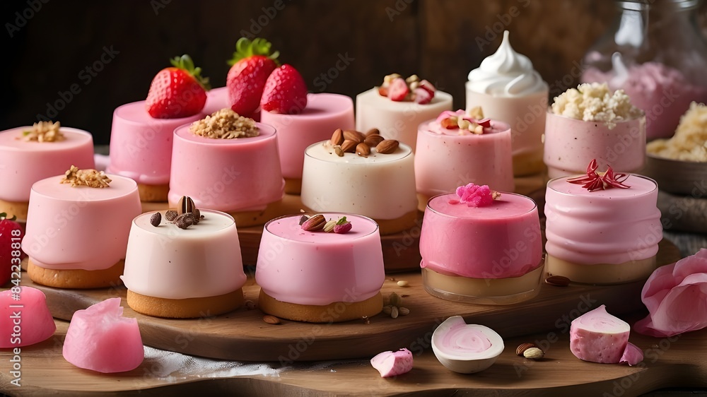 Savor a delicious assortment of homemade pink Savor a delicious assortment of homemade pink