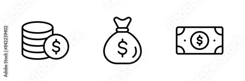 Money icon, Finance icon set vector