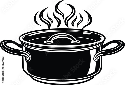 illustration of a pan with boiling water