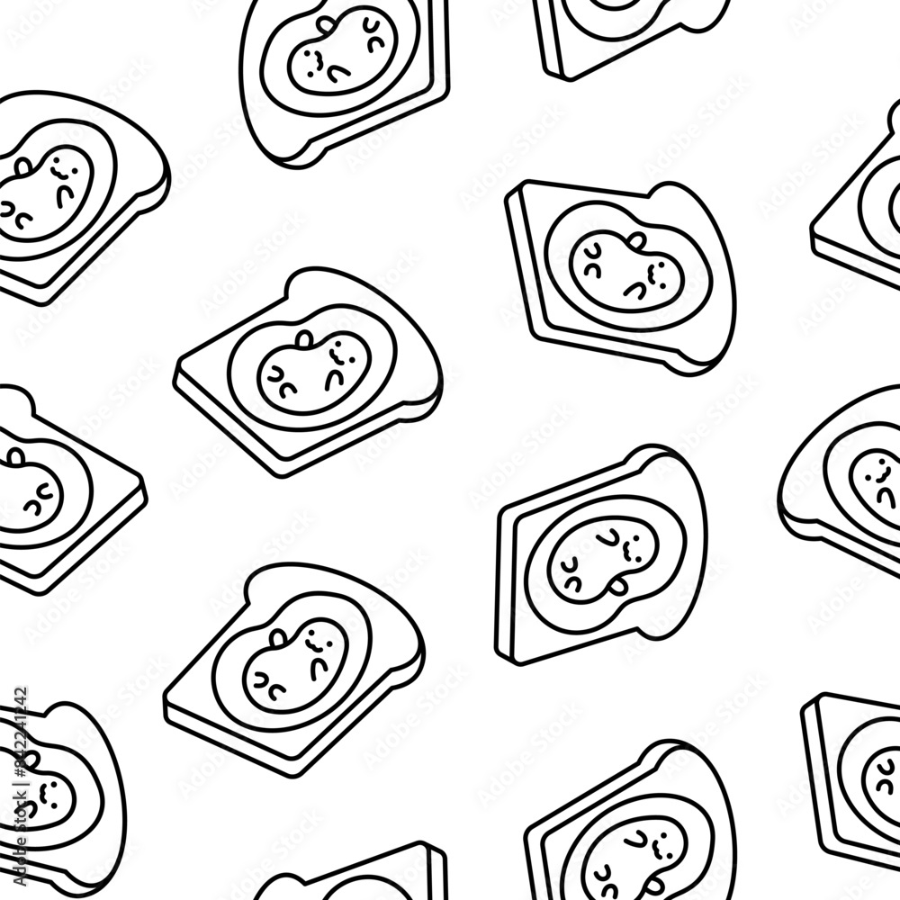 Kawaii yolk with funny face. Seamless pattern. Coloring Page. Cartoon egg character for breakfast. Hand drawn style. Vector drawing. Design ornaments. Kawaii yolk with funny face. Seamless pattern. Coloring Page. Cartoon egg character for breakfast. Hand drawn style. Vector drawing. Design ornaments.