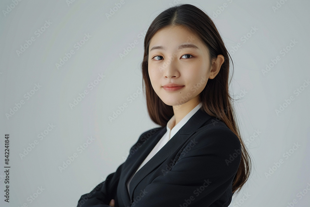 Japanease Businesswomen smile full body realistic photo in studio for advertising.People female person Asian Pretty confident. Japanease Businesswomen smile full body realistic photo in studio for advertising.People female person Asian Pretty confident.