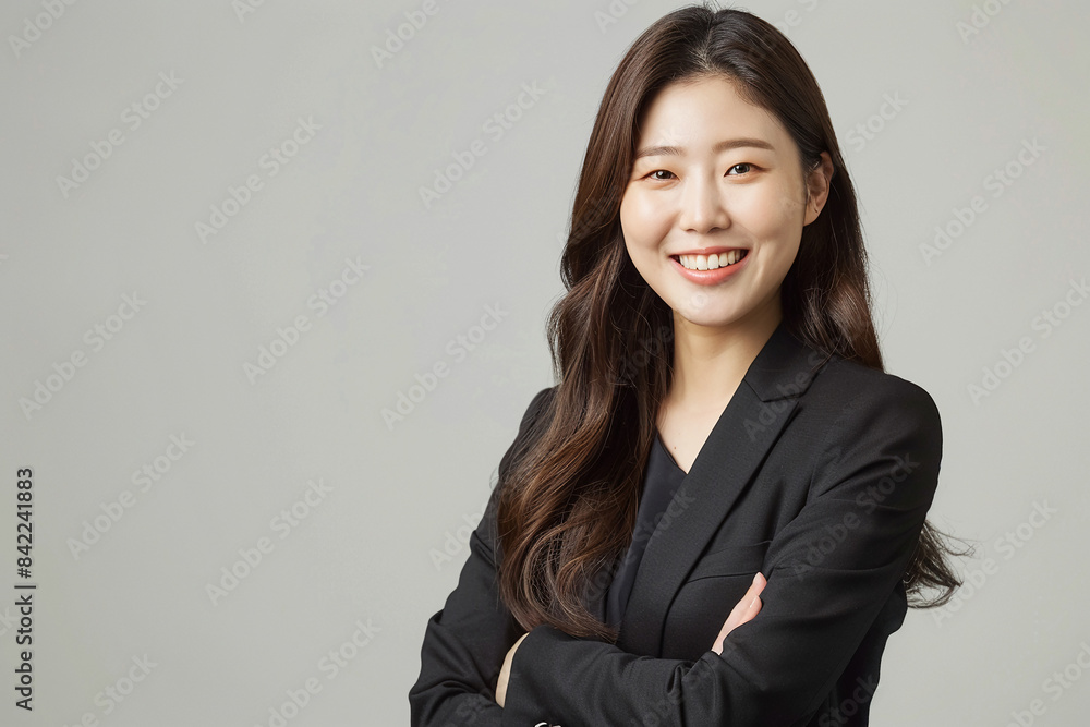 Korean Businesswomen smile full body realistic photo in studio for advertising.People female person Asian Pretty confident. Korean Businesswomen smile full body realistic photo in studio for advertising.People female person Asian Pretty confident.