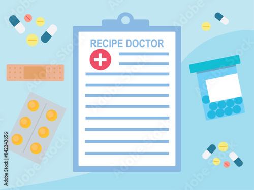Medical prescription drugs. Medical vector illustration