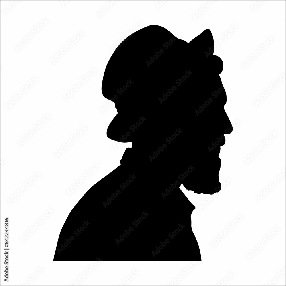 Silhouette of a bearded man, wearing a fedora hat Silhouette of a bearded man, wearing a fedora hat