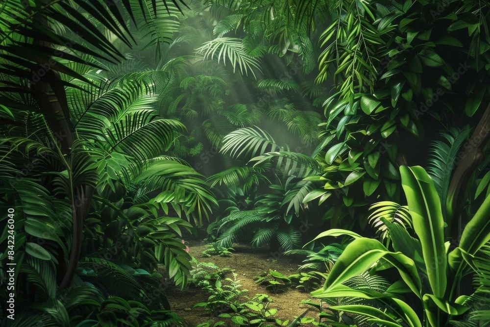 Verdant Forest Landscape with Green Plants Verdant Forest Landscape with Green Plants