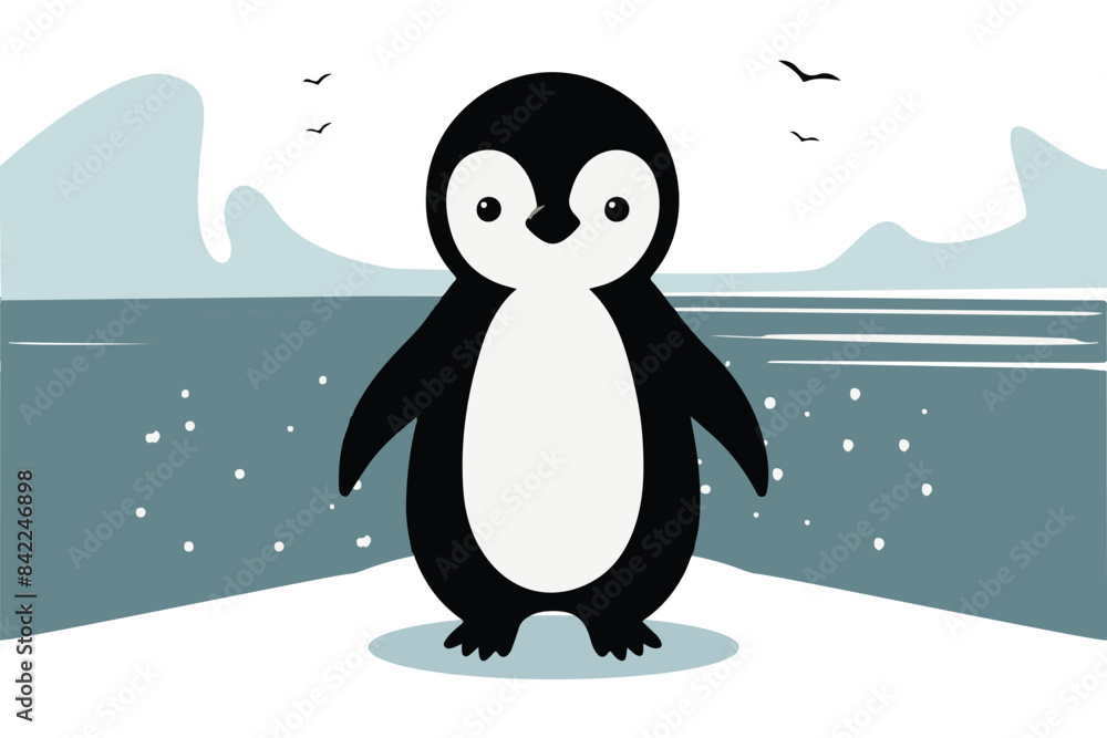 Naklejka premium penguin with ice