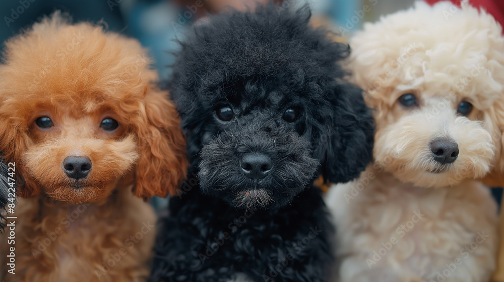 Close up shot of cute poodle dogs Close up shot of cute poodle dogs