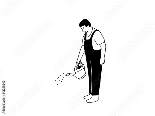Farmer watering crops