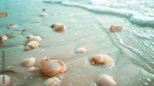 Soft Seafoam Green Beach Sand with Shells