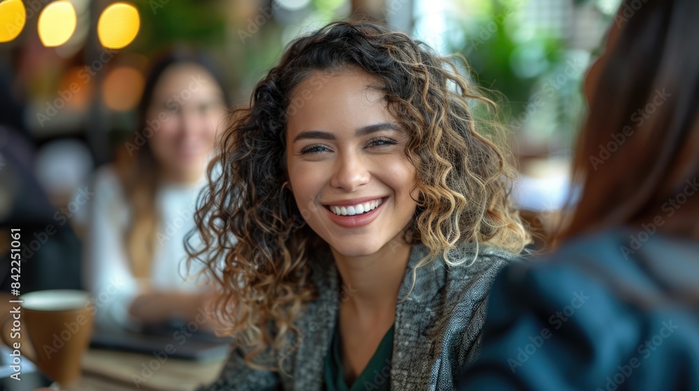 A confident and cheerful executive businesswoman discuss with her teamwork at brainstorming meeting. A confident and cheerful executive businesswoman discuss with her teamwork at brainstorming meeting.