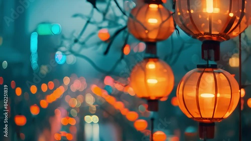 Wallpaper Mural lanterns in the background of the new year city Torontodigital.ca