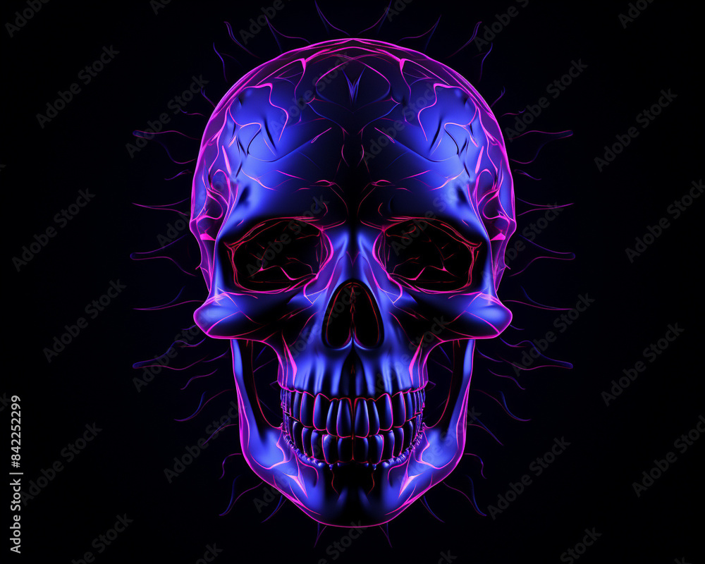 Vibrant digital artwork featuring a glowing skull with neon colors, set against a dark background. Ideal for edgy and futuristic designs. Vibrant digital artwork featuring a glowing skull with neon colors, set against a dark background. Ideal for edgy and futuristic designs.