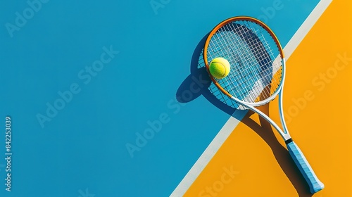 Wallpaper Mural Eyecatching Directly above shot of tennis ball on blue court Torontodigital.ca