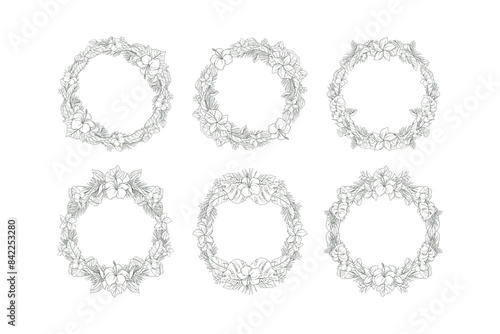 Hand Drawn Tropical Leaf and Flower Background