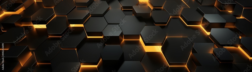Abstract hexagon pattern, metallic textures, dark background Abstract hexagon pattern, metallic textures, dark background