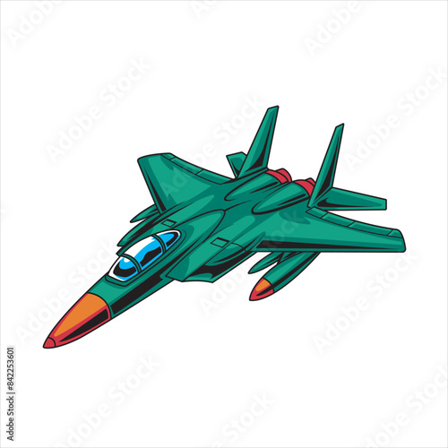 Vector Illustration of Fighter Jet with Vintage Illustration