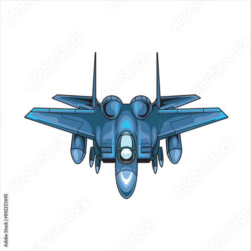 Vector Illustration of Fighter Jet with Vintage Illustration