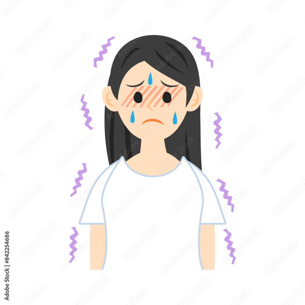 発熱して震える女性。フラットなベクターイラスト。
Shivering with fever woman. Flat vector illustration. 発熱して震える女性。フラットなベクターイラスト。
Shivering with fever woman. Flat vector illustration.