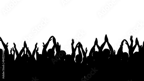 animated silhouette of a crowd applauding on a white background photo