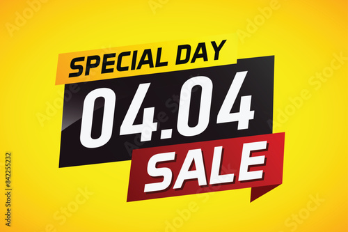 4.4 Special day sale word concept vector illustration with ribbon and 3d style for use landing page, template, ui, web, mobile app, poster, banner, flyer, background, gift card, coupon

