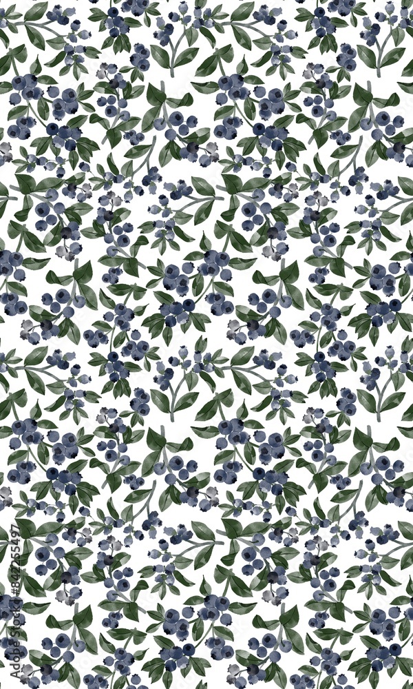 seamless pattern with blueberry and leaves seamless pattern with blueberry and leaves