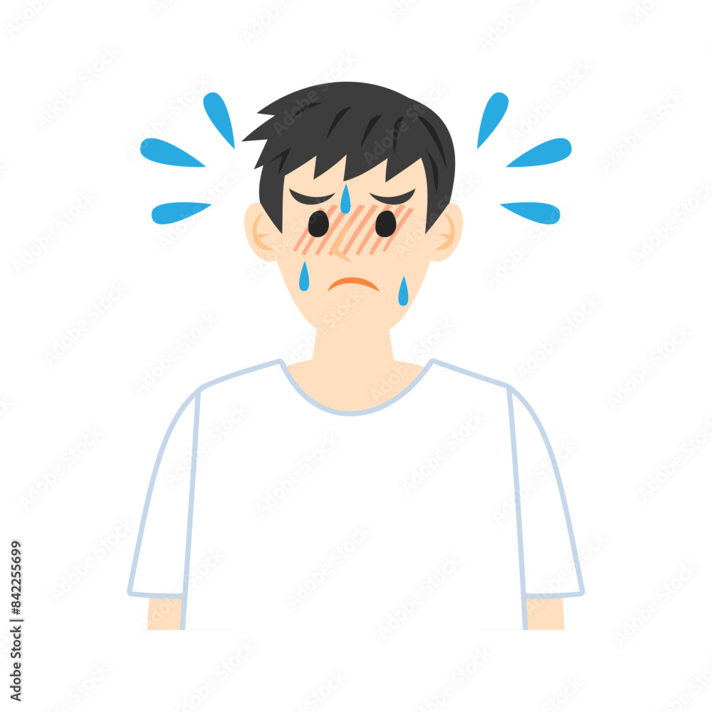 発熱して汗をかく男性。フラットなベクターイラスト。
Feverish and sweating man. Flat vector illustration. 発熱して汗をかく男性。フラットなベクターイラスト。
Feverish and sweating man. Flat vector illustration.