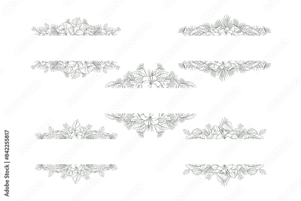 Obraz premium Hand Drawn Tropical Leaf and Flower Background