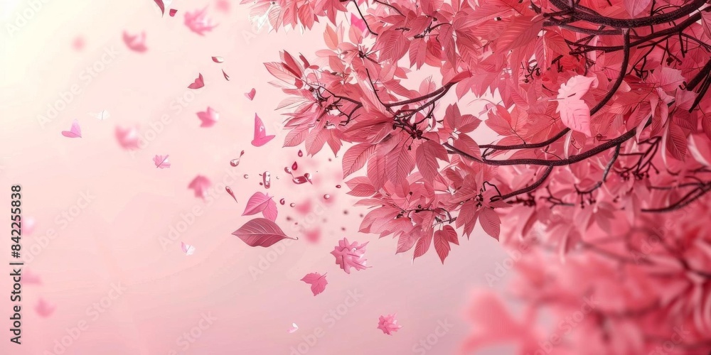 Fototapeta premium Pink Flower Branch on Watery Background. Botanical elegance concept