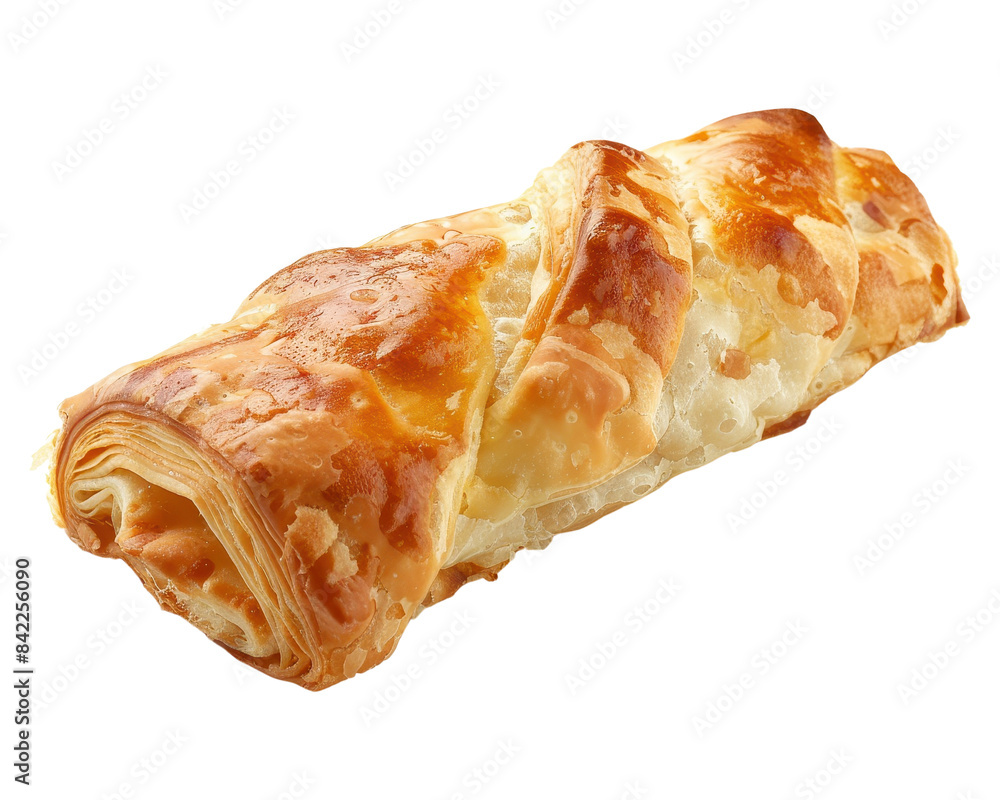 Close-up of a delicious, freshly baked pastry roll dusted with powdered sugar, showcasing its golden, flaky layers. Close-up of a delicious, freshly baked pastry roll dusted with powdered sugar, showcasing its golden, flaky layers.