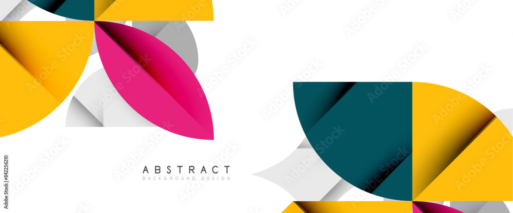 Minimal geometric elements on white. Petals, round triangles, star Minimal geometric elements on white. Petals, round triangles, star