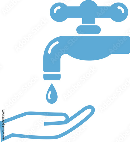 水道の蛇口と手