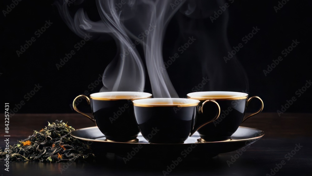 Whispers of Green, A Minimalist Portrayal of Two Steaming Tea Cups Whispers of Green, A Minimalist Portrayal of Two Steaming Tea Cups