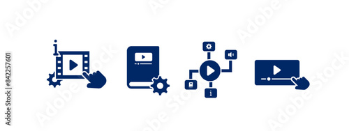 video tutorial icon vector illustration. multimedia, video, and tutorial icon in flat style - stock vector.