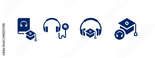 audio course icon vector illustration. music library icon in flat style - stock vector.