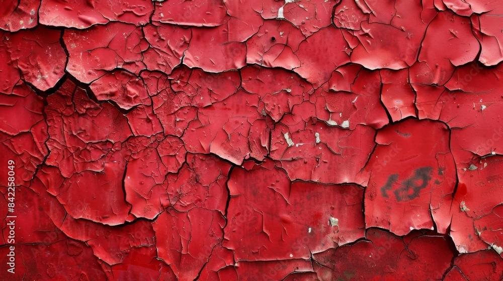 Red background with cracks, flat lay, top view, Red background with cracks, flat lay, top view,