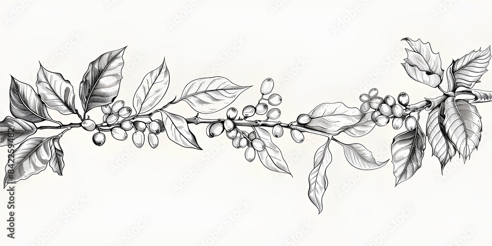 Fototapeta premium coffee tree line drawing