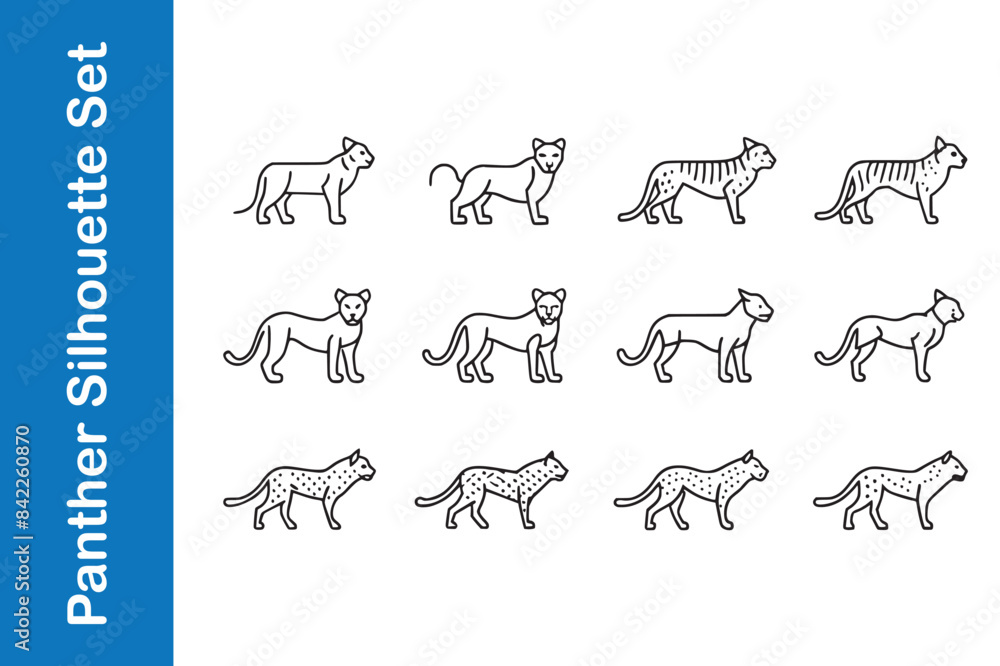 Panther silhouette set with vector collections. Panther silhouette set with vector collections.