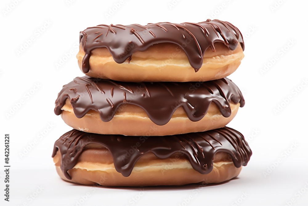 Stack of donuts with chocolate icing isolated on white Background Stack of donuts with chocolate icing isolated on white Background